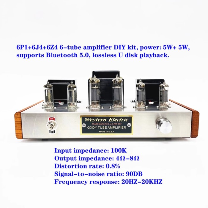 6P1+6J4+6Z4 6-tube amplifier DIY kit, power: 5W+ 5W, supports Bluetooth 5.0, lossless U disk playba