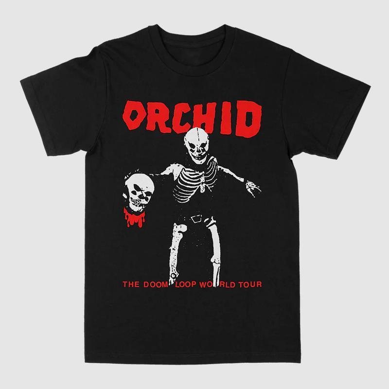 Vtg Orchid Band World Tour Cotton Black เสื้อยืดขนาดเต็ม Di154