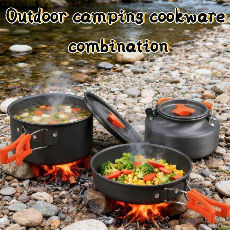 C Outdoor Camping Suitable For 2-3 People With Pot, Pot Combination, Portable Camping Equipment, Al
