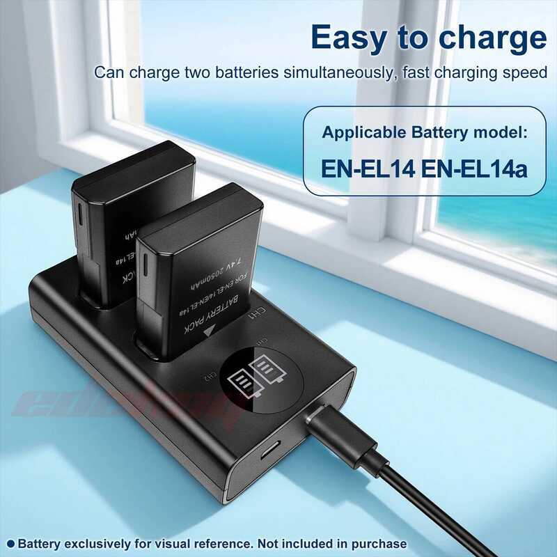 EN-EL14 EN EL14 แบตเตอรี่ Bateria + LED Bulit-in USB Dl Charger MH-24 สําหรับ Nikon D3100 D5200 DF P