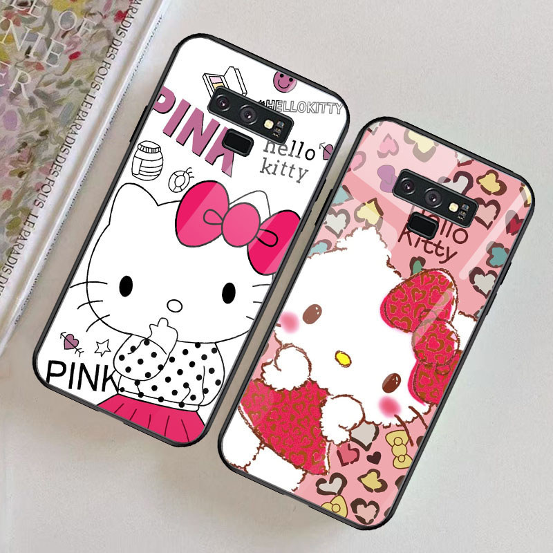 B-15 เคส Hello Kitty สําหรับ Samsung Note J6 J4 9 Core J7 Plus Prime Pro เคสกระจกนิรภัย
