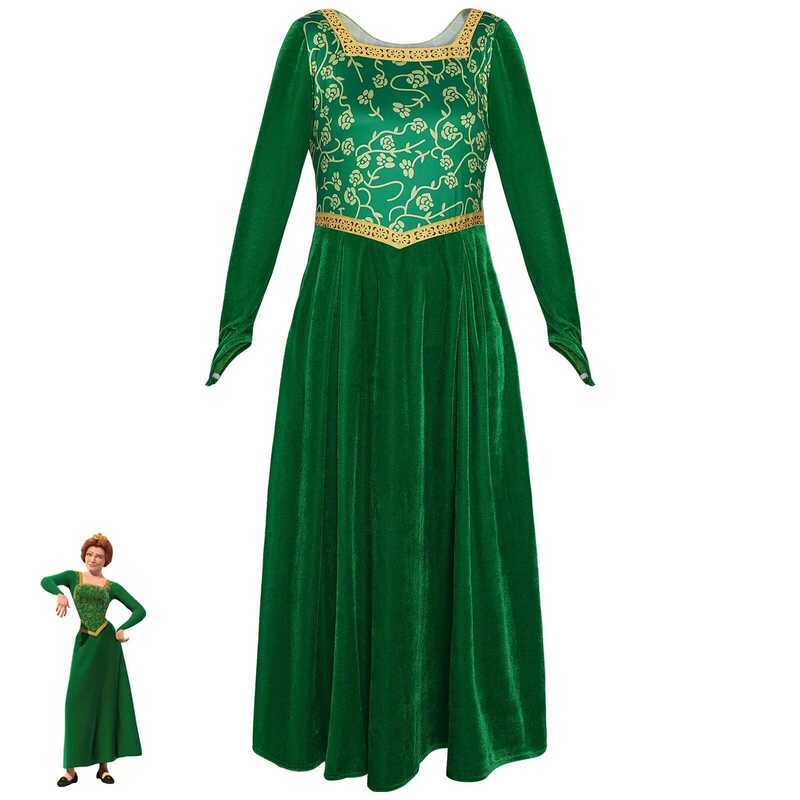 & Monster Shrek costume, green Fiona princess dress, cosplay stage performance costume