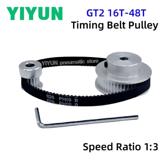 48Teeth 16Teeth Width 6mm 10mm GT2 Timing Belt Pulley Set Tensioning Wheel Bore 3~12mm Reduction 3: