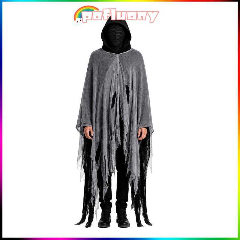 cal Performance Grim Reaper Costume Adults – Scary Hooded Cape With Head Cover Medieval Renaissance