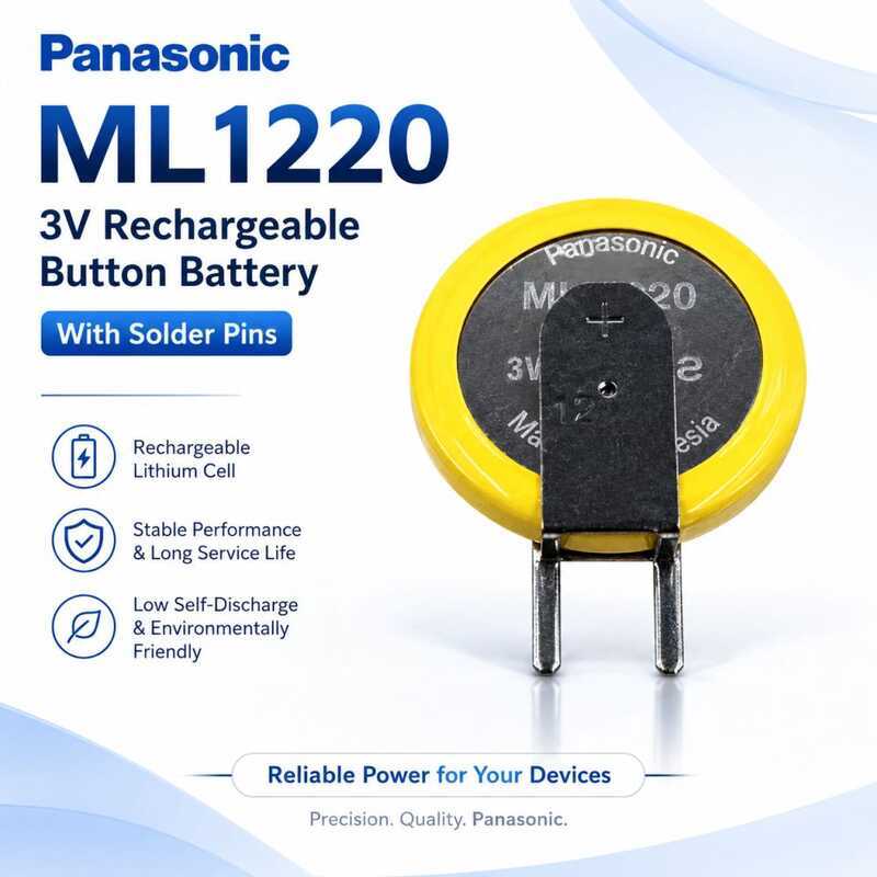 Applicable To Panasonic Ml1220 3V Button With Solder Pins 1000 Cycle Charging Lithium Battery ❒♦ 1B