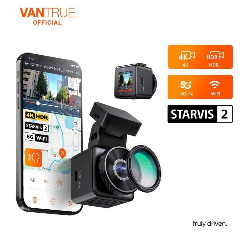 Vantrue E1 Pro 4K Mini DashCam ด้านหน้า STARVIS 2 แผ่น Pix™ HDR Night Vision Dash กล้องสําหรับรถยนต์