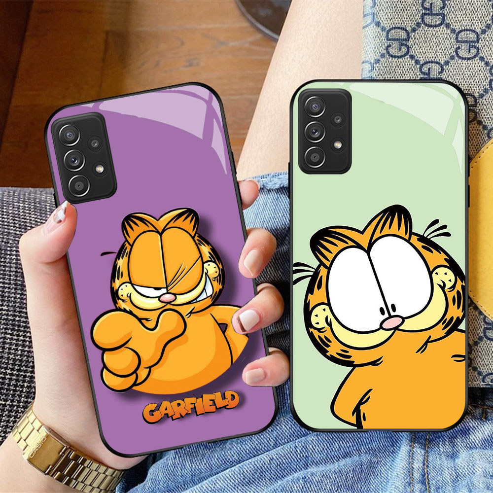 CK-58 Garfield น่ารัก HD แก้วสําหรับ Samsung A52 A13 A33 A32 A72 A23 A53 A73 A52S A26 A56 A16 A06