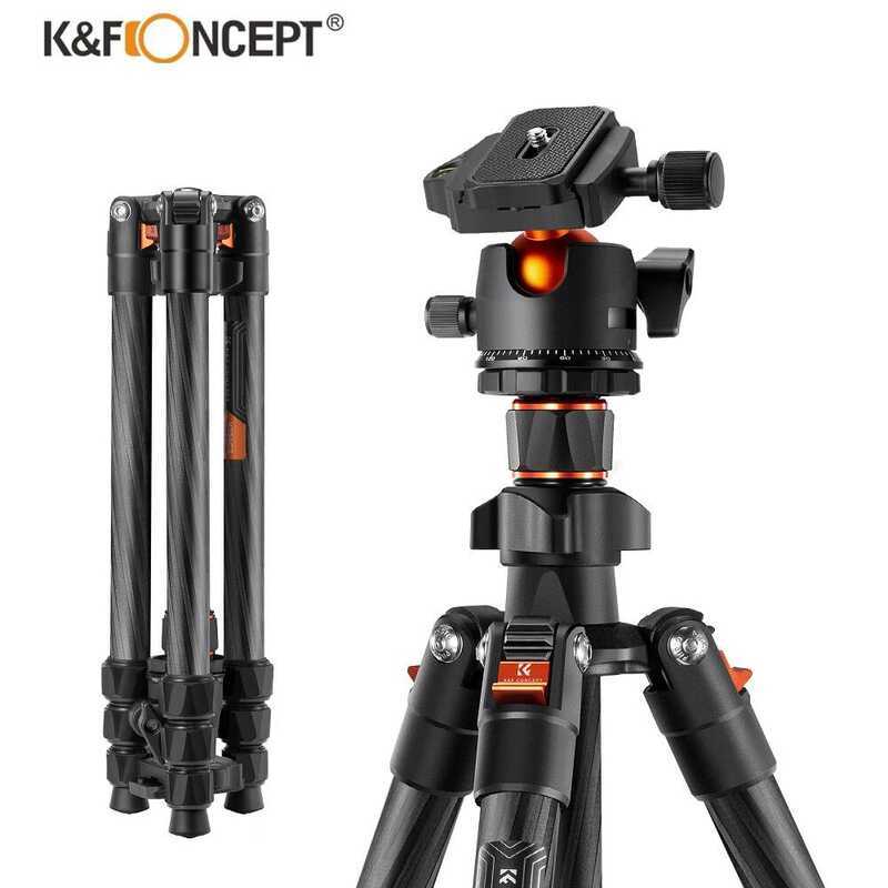K&F Concept K254C2 63.78"/162 ซม. ขาตั้งกล้องคาร์บอนไฟเบอร์พับกลับด้านได้ 360° หัวบอลพาโนรามาโหลดสูง