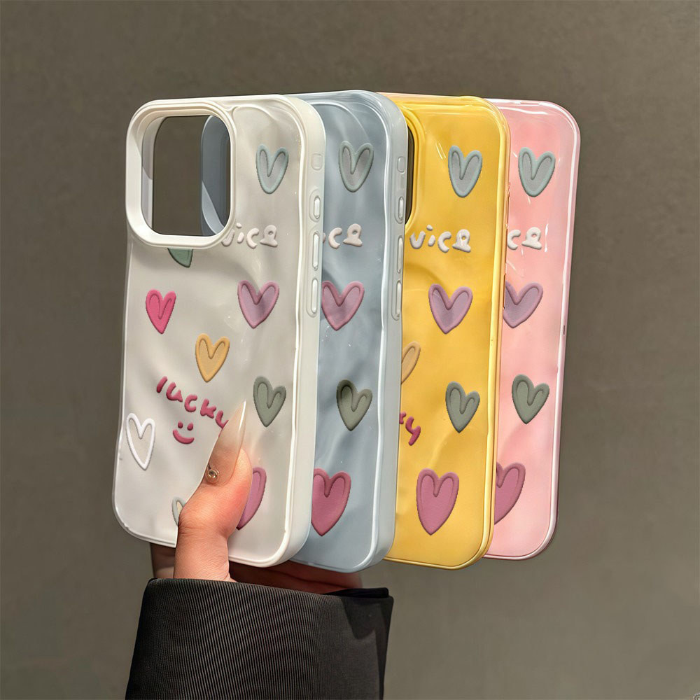 เคสเหมือนอุกกาบาต รักรูปร่างหัวใจ มีสีสัน โชคดี สําหรับIPhone16 15 14 13 11 7 8plus Pro Promax X XR XS