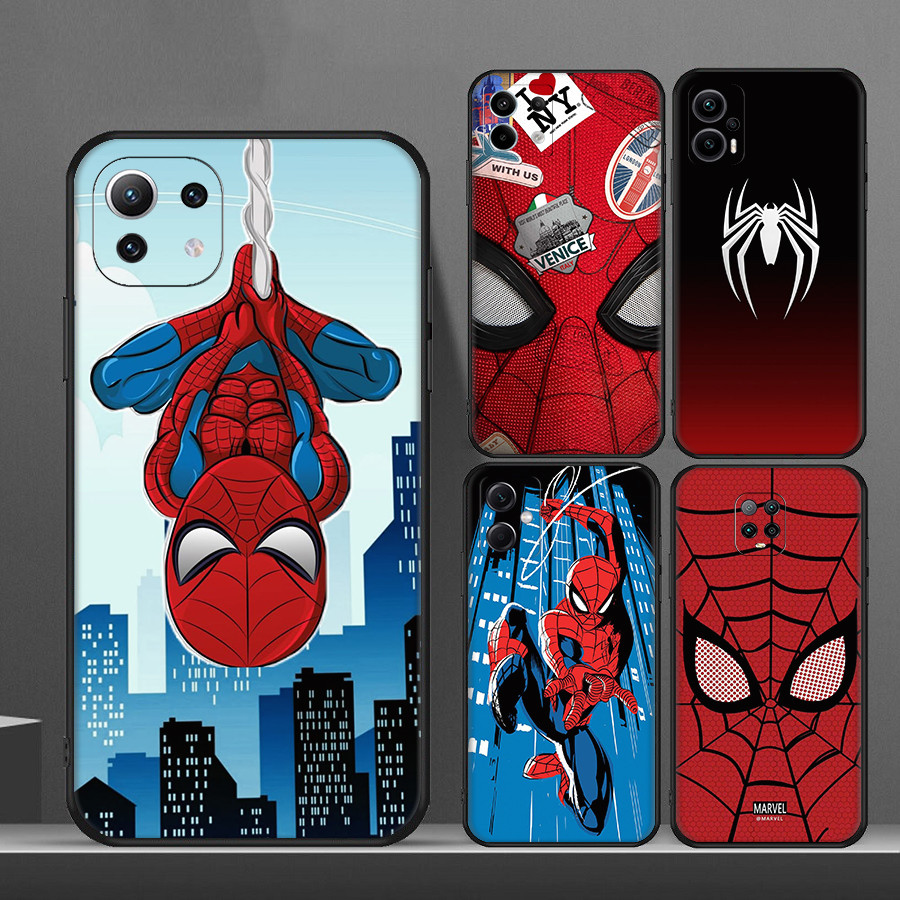 สําหรับ Xiaomi Poco X6 F7 X7 Pro 12 12X Mi 8 Lite อะนิเมะ Spider-Man 8Y14 นุ่มสีดํา TPU เคสโทรศัพท์