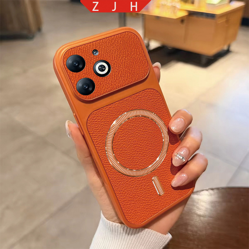 เหมาะสําหรับเคสโทรศัพท์ infinix SMART 8 40i ออกแบบใหม่แนวนอนแหวนดูดแม่เหล็กกันกระแทกกรอบใหญ่สี softc