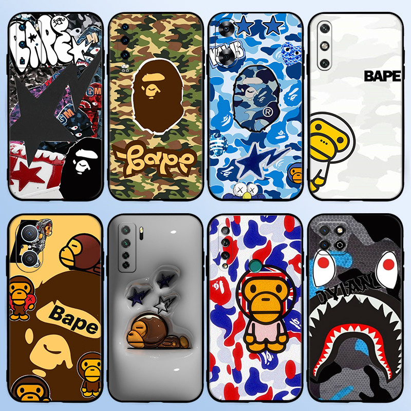 สําหรับ Huawei Nova 2i 2 Lite 3 3i 4E 5i 5T 7 10 SE 8i Y61 น่ารักการ์ตูน bape 8Y16 นุ่มสีดํา TPU เคส