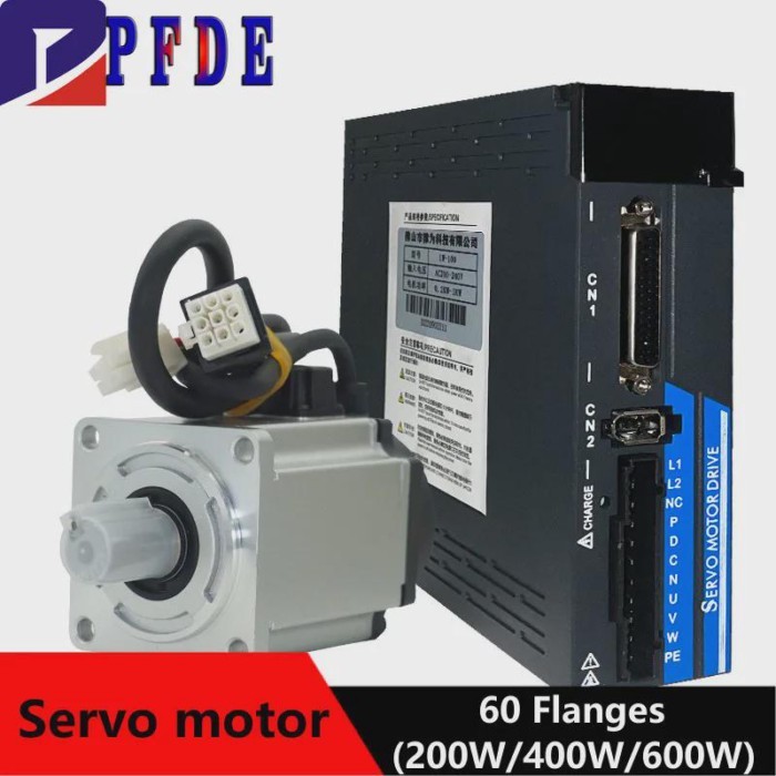 Servo Motor 200W 400W 600W AC Servo Motor Drive Kit 3000rpm 60 Flange Driver + 17-bit Magnetic Enco