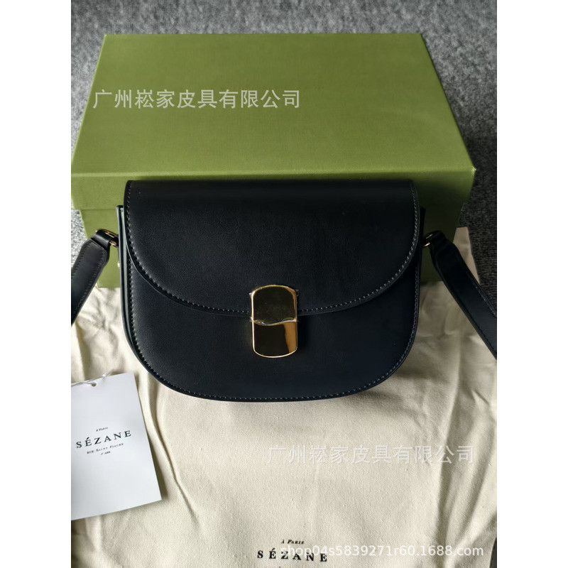 ฝรั่งเศส Sezane อานกระเป๋าสุภาพสตรี High-End แฟชั่นหนังโลหะล็อคกระเป๋าไหล่ Crossbody