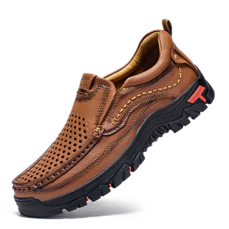 eathable Men Flat Casual Sho Outdoor Comfortable Men's Sho Genuine Leather Men's Loafers Men's Boat