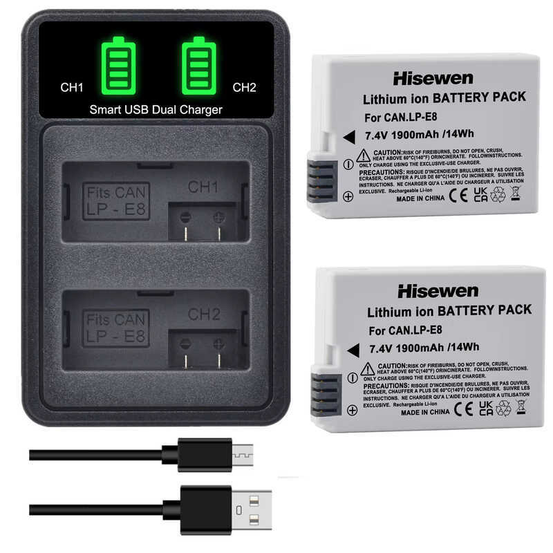 LP-E8 2 Battery + 1 ชุดชาร์จ เหมาะสําหรับ Canon EOS 6D/550D และกล้องอื่นๆ