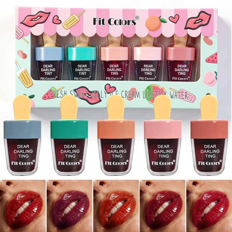 Beauty FIT COLORS Ice Cream Ice Cream Dyed Lip Liquid Set Box Matte Lip Gloss Matte ไม่ง่ายที่จะจางห