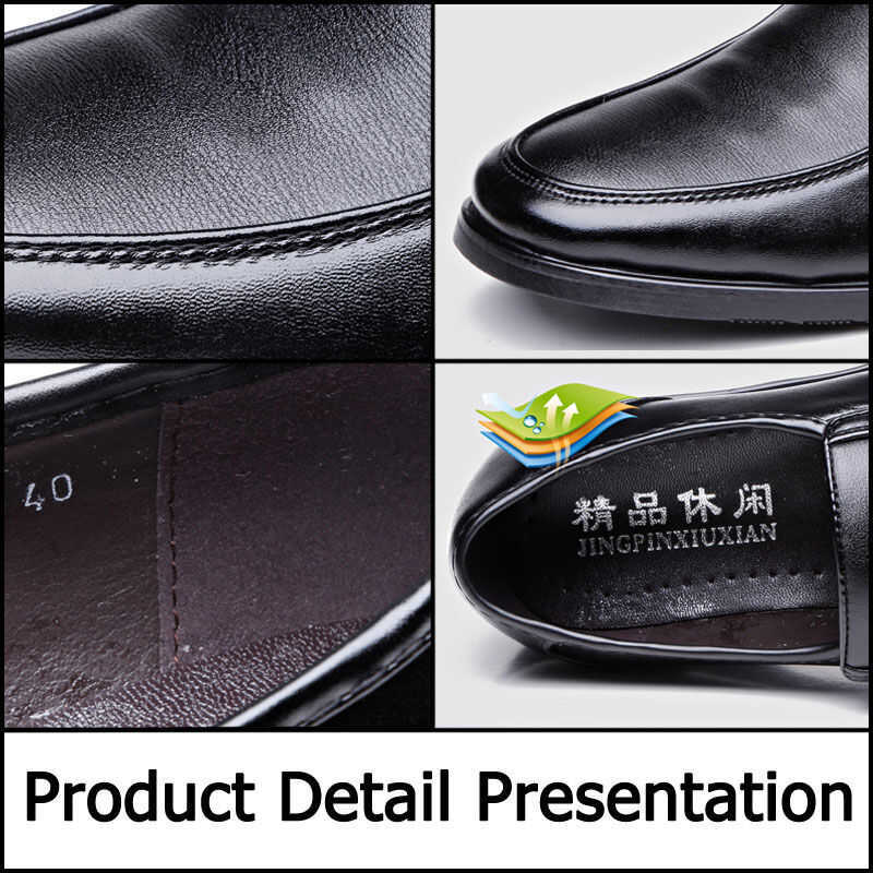 s Business Casual Leather Shoes Formal Office Shoes For Men Slip-On & Pull-On Genuine Leather Shoes