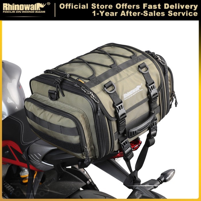 Rhinowalk Motorcycle Bag 19L-32L/40L-60L Waterproof PVC Large Capacity Rear Seat Tail Saddle Bag Ou