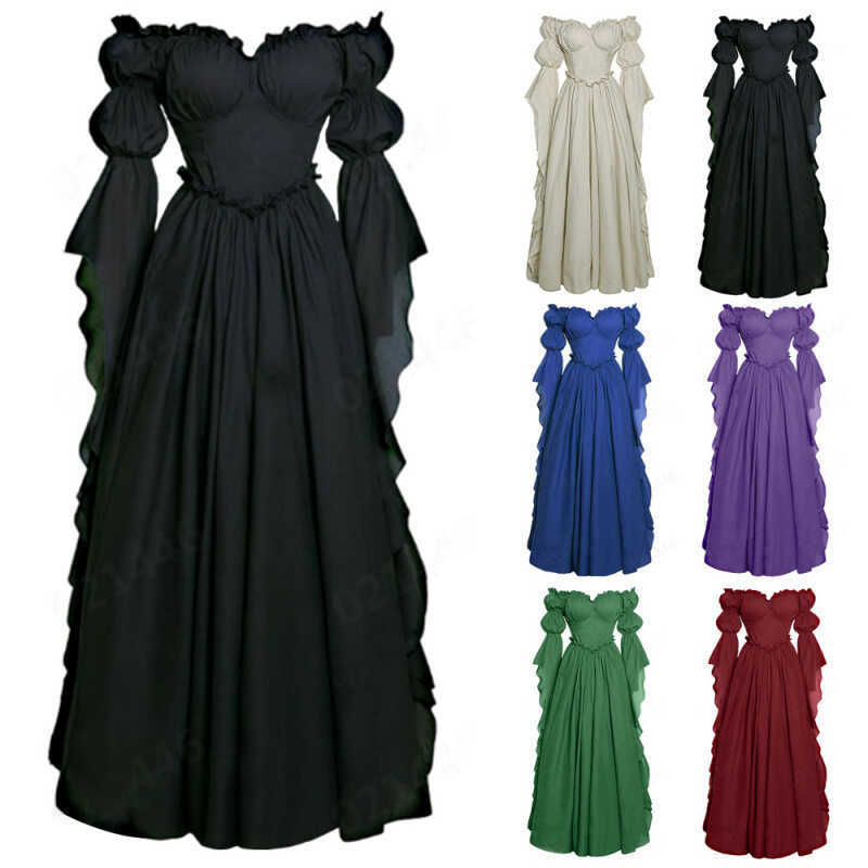 W Medieval Court Dress, Women's Retro Dress, European And American Stage Performance Long Dress, Co