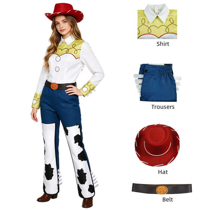 W Jie Cowgirl Costume For Women Adult Full Set With Hat Western Cowboy Cosplay Outfit Halloween Car