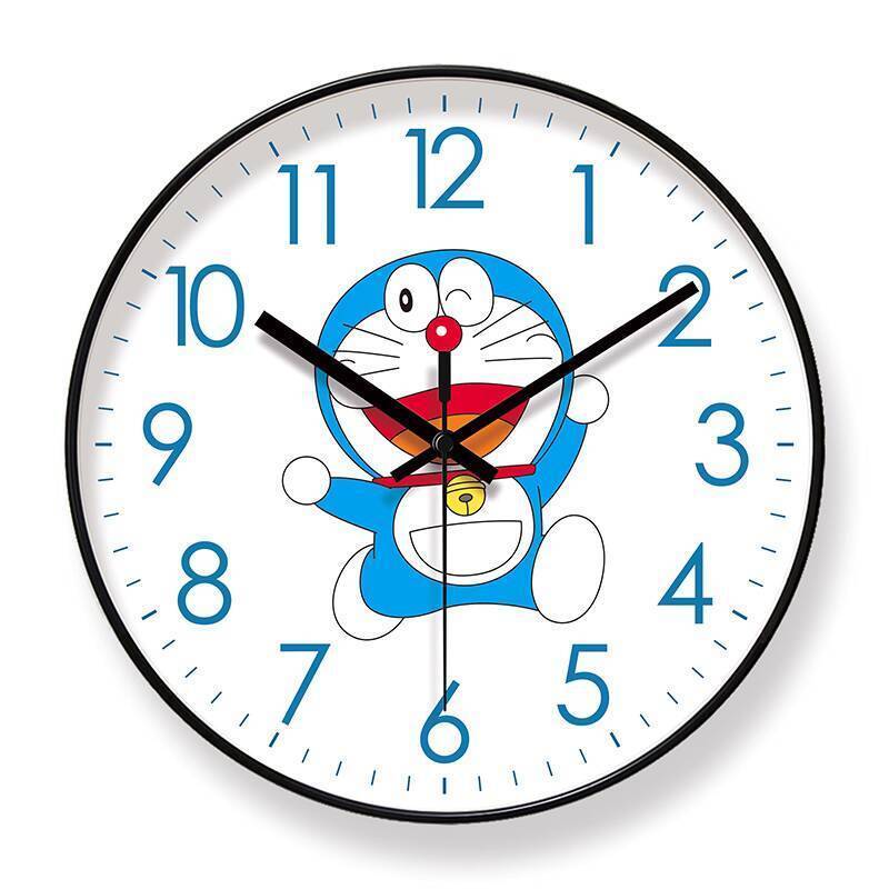 6812 สนุกแขวนผนังสําหรับเด็กโดราเอมอนห้องนั่งเล่นบ้านต้นการศึกษาเงียบสแกนนาฬิกาที่สอง