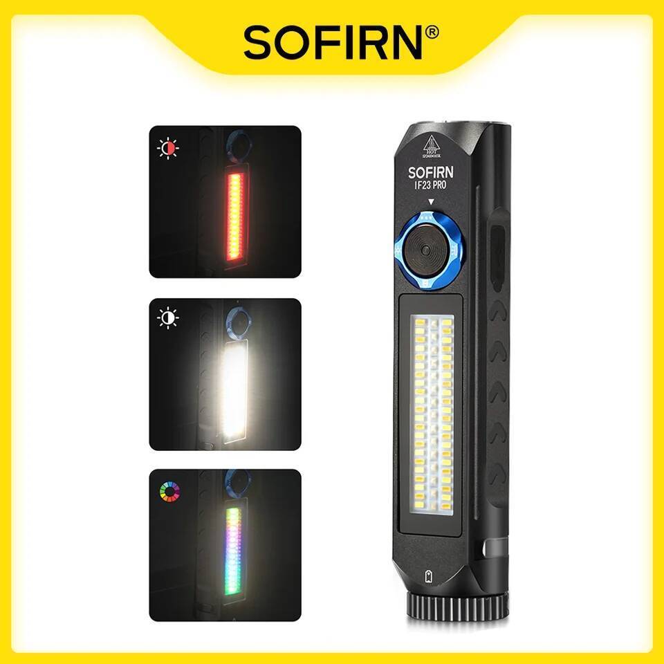 Sofirn IF23 PRO RGB ไฟฉาย แบตเตอรี่ 21700 ชาร์จได้ USB, ความสว่าง 5000 lm, LED XHP70B, โคมไฟแม่เหล็ก