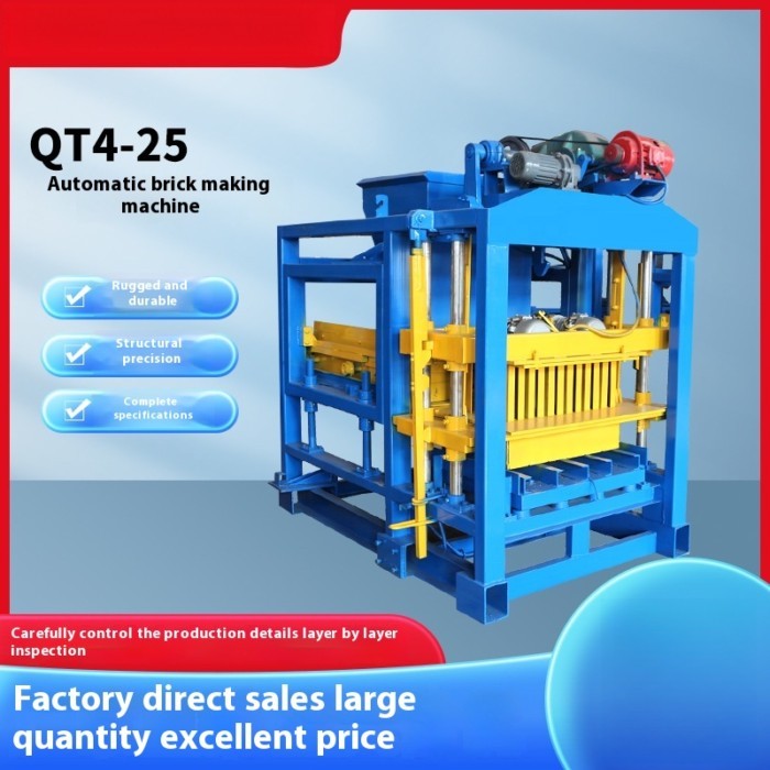 Brick Making Machine Fully Automatic QT4-25 Non Burning Making Permeable Machine, Cement Hollow Bri
