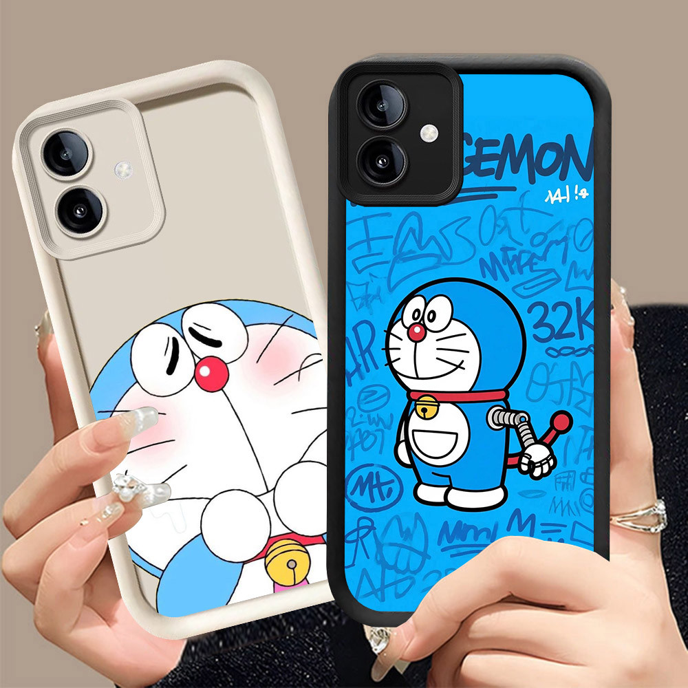 Q-27 Doraemon ขาวดำเคสโทรศัพท์หรับ Samsung A05 A07 A06 A04E A04 A03 5G ปกสีชมพู