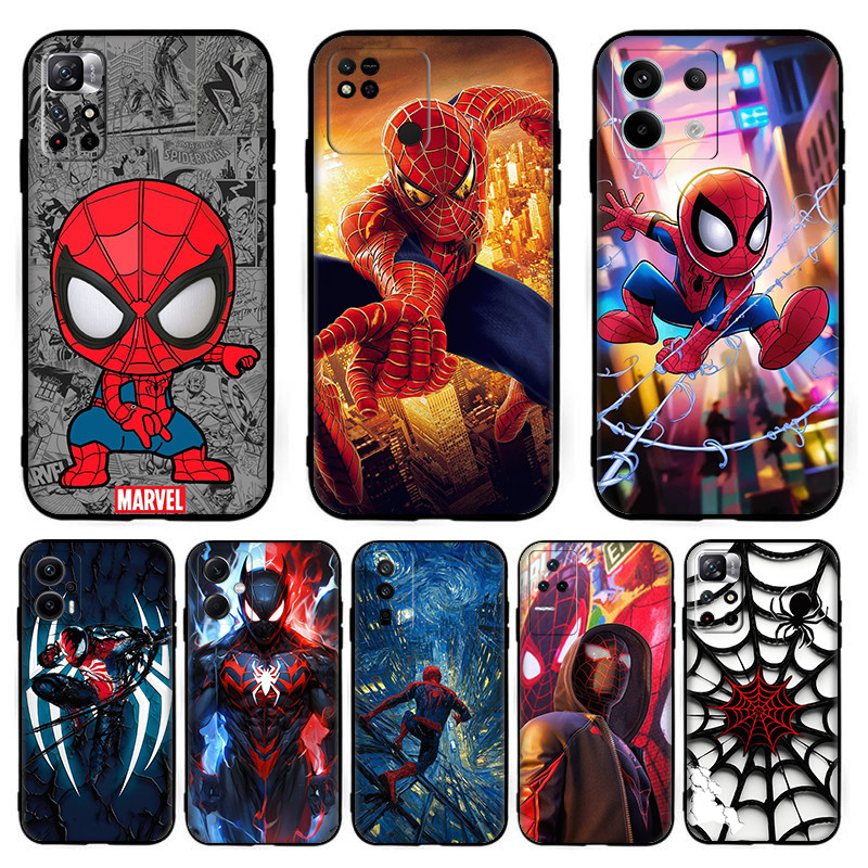 สําหรับ Redmi K20 K40 K60 K70 Pro K50 Gaming A3 A3X อะนิเมะการ์ตูน spider man ปลอก 7Y13 สีดํา TPU ซิ