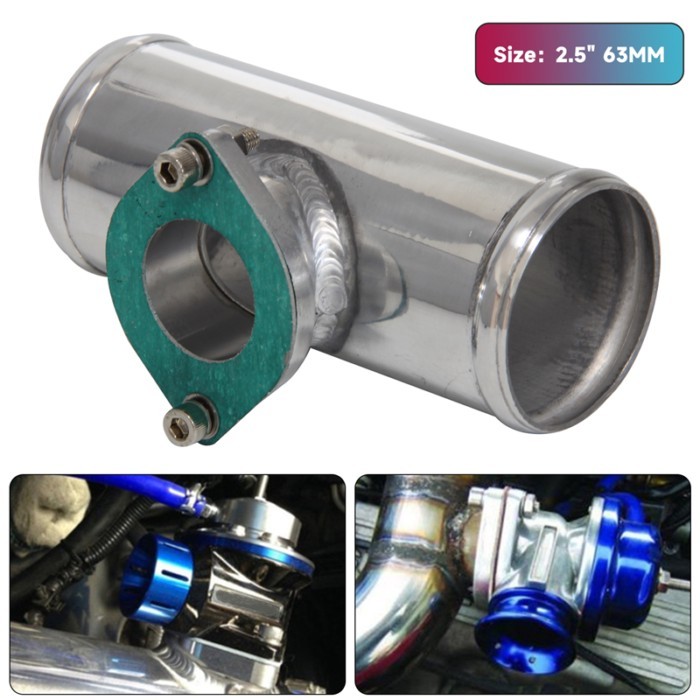 BOV Blow Off Valve Adapter Fit For GD-RS FV RZ 2.5" 63.5mm Turbo Flange Pipe Silver/ Black