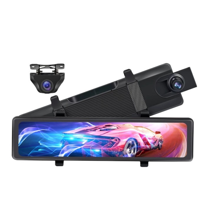 4K 12" Mirror Dash Camera Car Rear View Recorder Dual Dash Cam