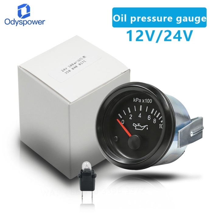 Engine Parts Oil Pressure Gauge Meter 12V/24V 0-10Bar Truck Meter 52Mm Generator Set Car Accessorie