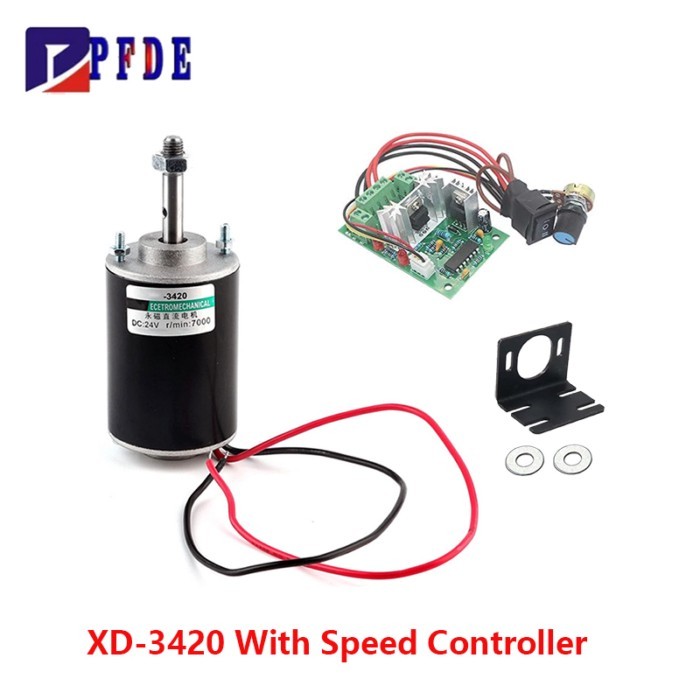 30W XD-3420 High Torque DC Motor 12V/24V with PWM CW/CCW and Speed Controller Permanent Magnet Moto