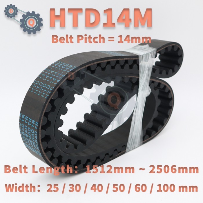 HTD 14M Timing Belt Length 1512mm to 2506mm HTD14M Synchronous Belt Width 25/30/40/50/60mm HTD 14M