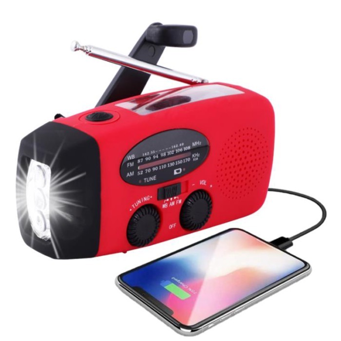 3 in 1 Emergency charger hand crank generator with radio Wind up/Solar/Dynamo Powered FM/AM Radio,P