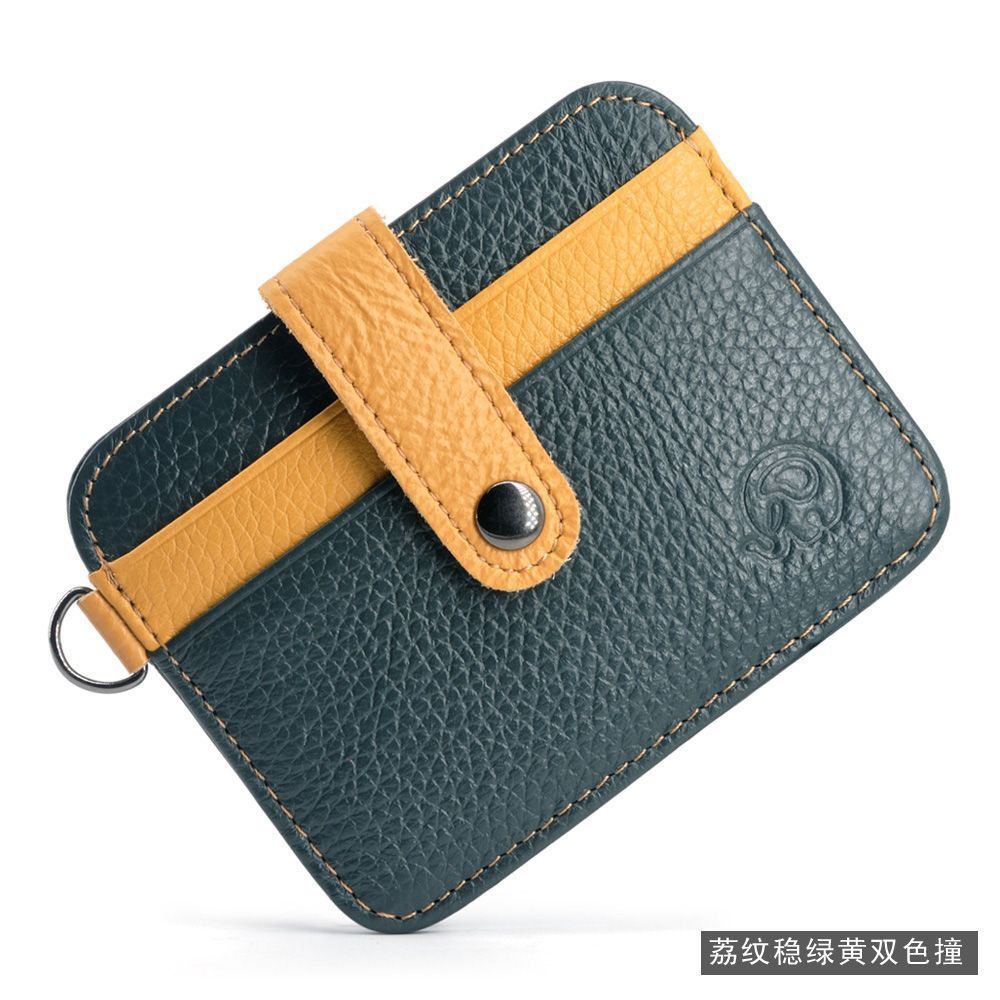 Cowhide กระเป๋าสตางค์บางเฉียบ First Layer Cowhide เอกสารผู้ถือบัตรผู้หญิงบางเฉียบ Bank Anti-Degauss