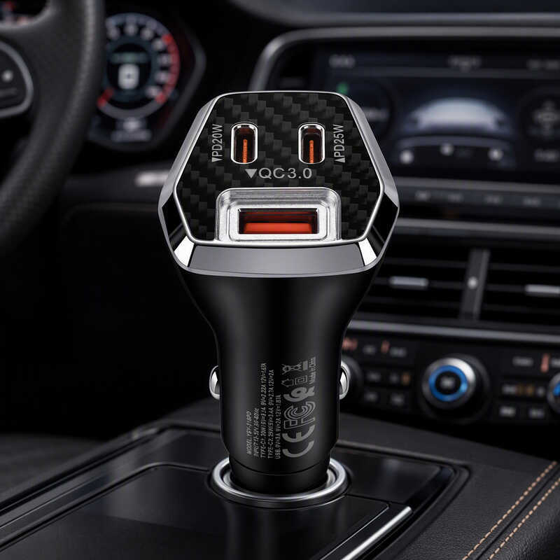 63W Car Charger Fast Charge 2PD45W Fast Charge Flash Charge ที่จุดบุหรี่ในรถยนต์ Car Charger USB18W