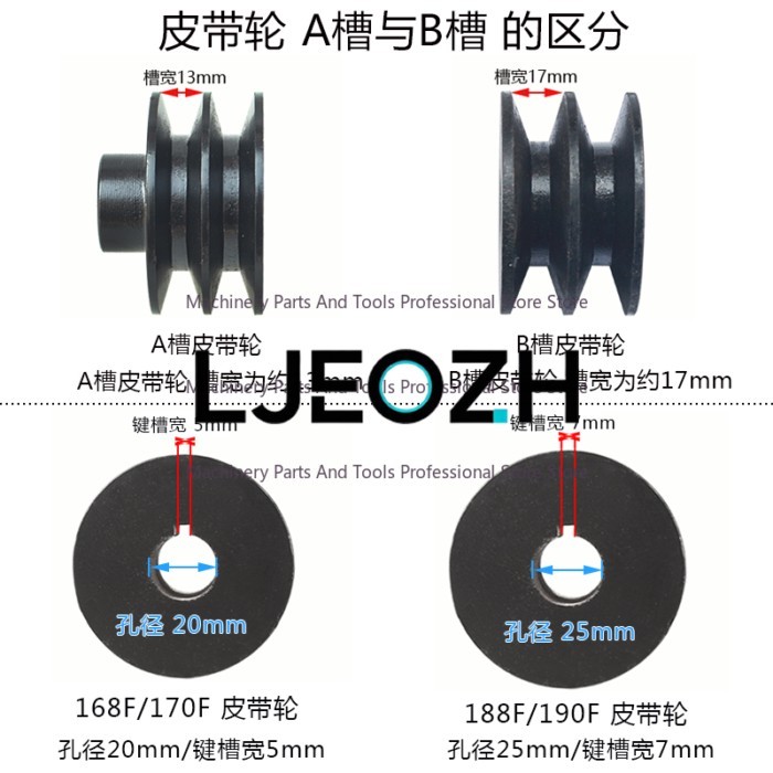Motor Power Parts 168/170F/55/70/85/190F Flat Key A/B Double Slot Threshing Machine Pulley