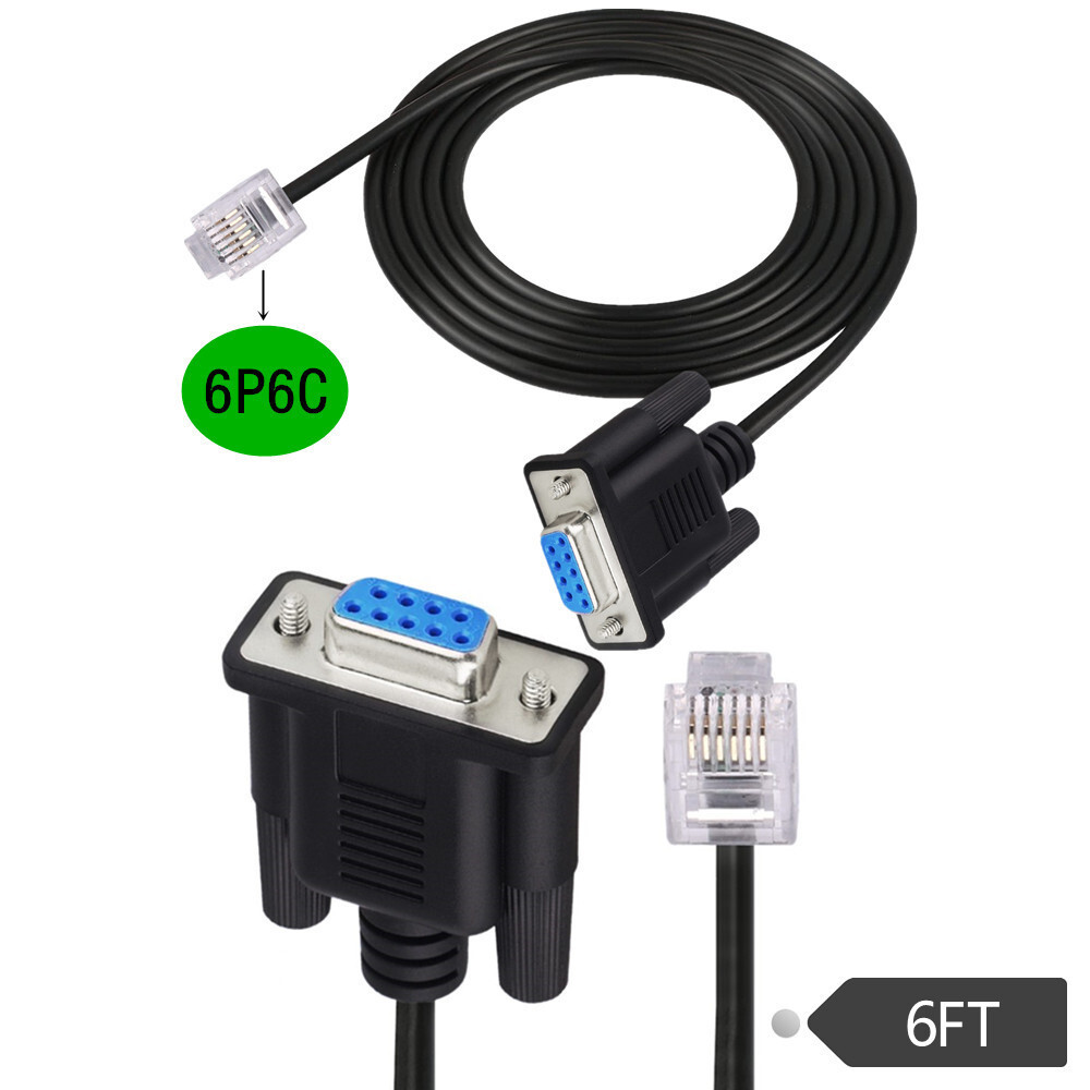 สายวิดีโอ RS232 DB9 Pin หญิง RJ11 RJ12 6P6C เครือข่ายท้องถิ่น Serial คอนโซลสายวิดีโอสายแปลง