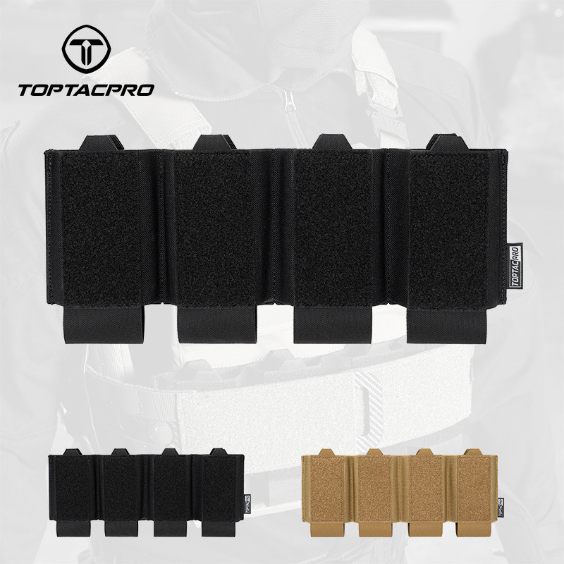 TOPTACPRO Tactical Quad 556 Mag Pouch Elastic Hook & loop น้ําหนักเบายุทธวิธี Mag ช่อง 8541