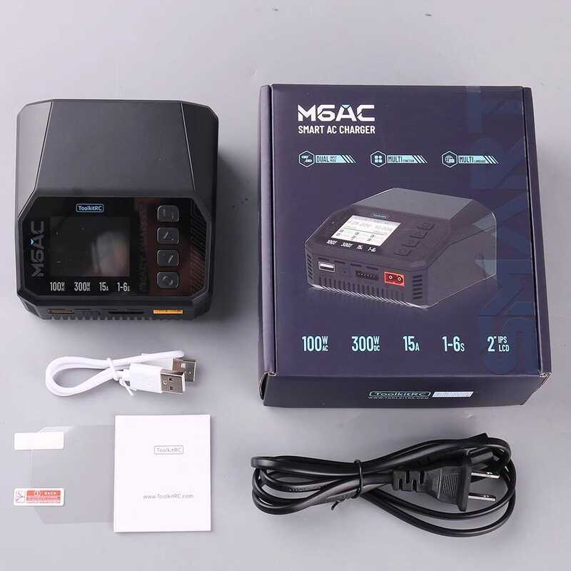 ToolkitRC M6AC 300W 15A Dl อินพุต Multi-ftion Charger จอแสดงผล IPS LCD สําหรับ 1-6S Lipo LiHV LiFe, 