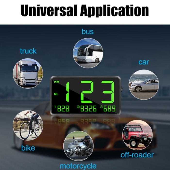 Car HUD Display GPS Speedometer Universal Digital Car HUD Display Green Light GPS Speedometer with