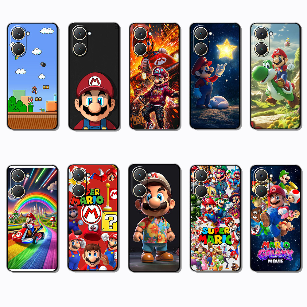 Vivo Y03 Y30T Y18 Y18S Y18E T3 Z9 lite Y37M Mario แฟชั่นเคสโทรศัพท์สีดํานุ่ม
