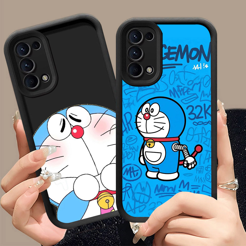 Q-27 Doraemon ขาวดำเคสโทรศัพท์หรับ OPPO Reno 5F 5 4F Iite 4 5Z Lite 5G ปกสีชมพู