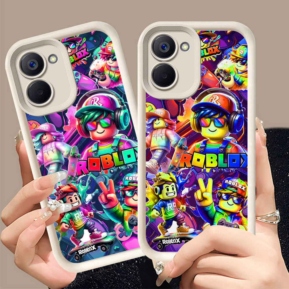 Q-36 Super Roblox ขาวดำเคสโทรศัพท์หรับ VIVO IQOO Y03T Y18S Z9 T3 Y03 Y18i Y18 LITE ปกสีชมพู