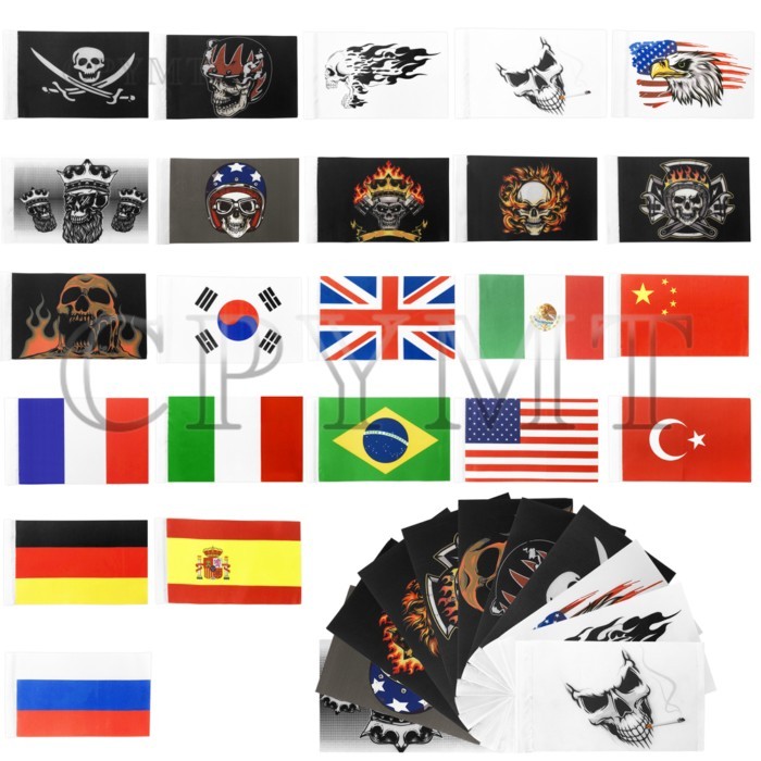 Motorcycle Nation Flag 8.26*5.51 inch Pirate Flag Fit For Harley Honda Yamaha Suzuki Universal