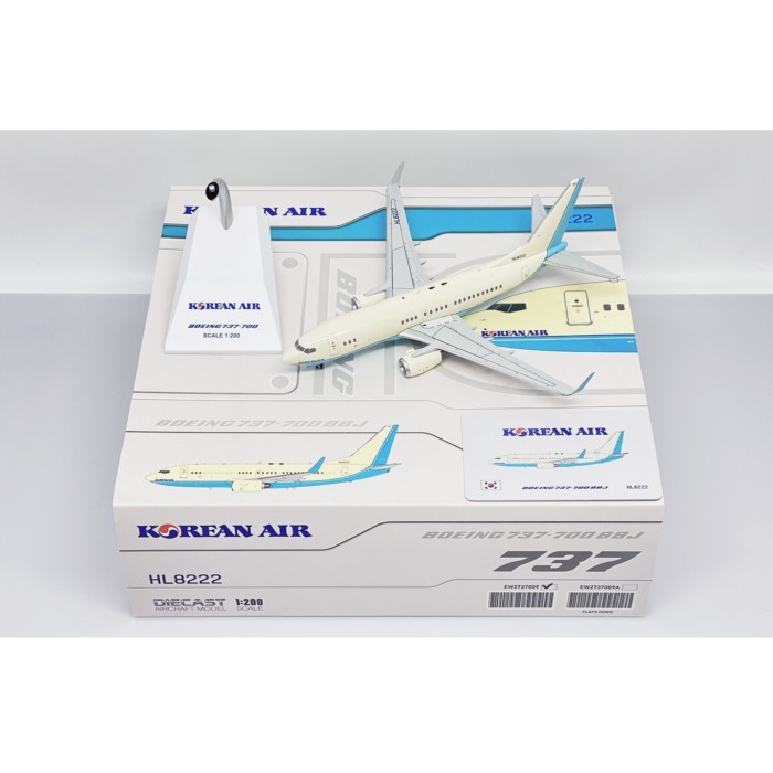พร้อมสต็อก JC Wing 1: 200 สายการบินเกาหลี B737-700BBJ HL8222 โมเดลเครื่องบินโลหะผสม Out of Print Mod