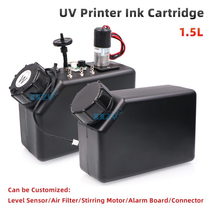 1.5L UV Ink Cartridge for UV Flatbed Printer Ink Bottle with Level Sensor Stirring Motor 1.5L Bulk