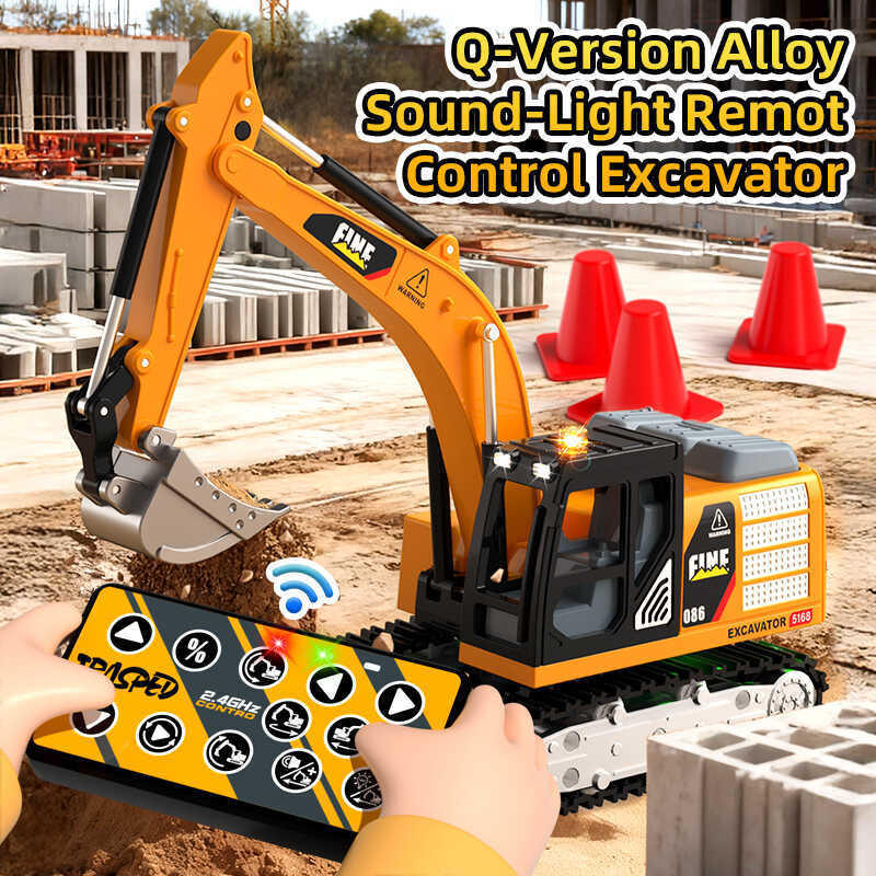 cavator Dump Truck Forklift 2.4G RC Model Car Alloy Plastic Simulation Construction Vehicle Toy For